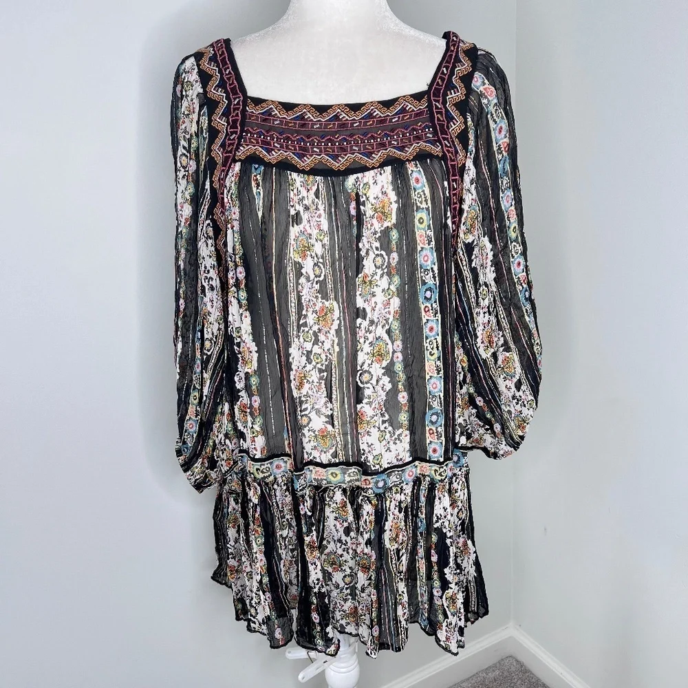 Free People Dance Magic Embroidered Tunic Top S